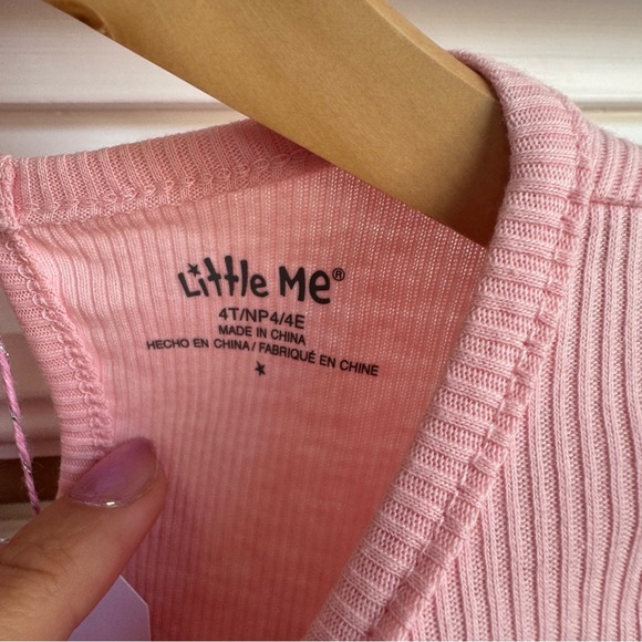 Little Me 4T Pink Ribbed Long Sleeve Ruffle Hem Shirt - Picture 4 of 6